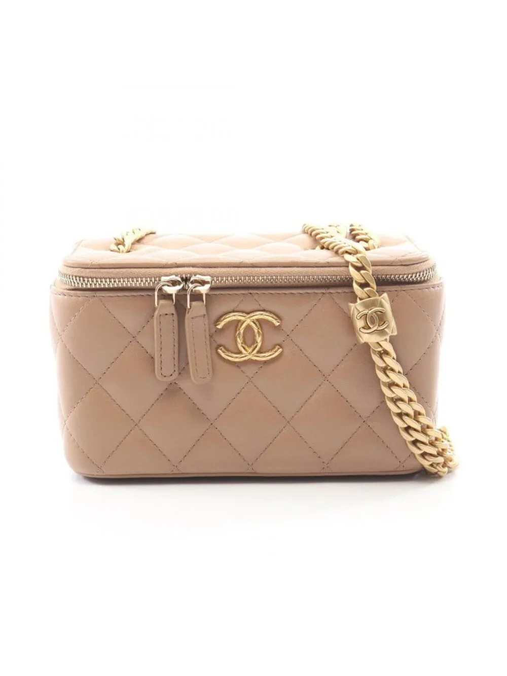 Chanel Shoulder Bag Quilted Vanity Beige Lambskin